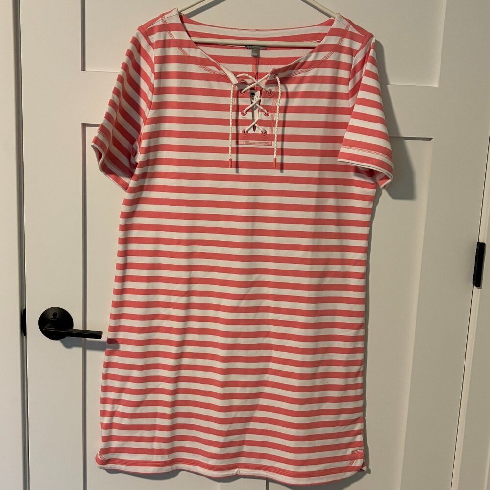 Talbot's Striped T-Shirt dress with Lacing at the neck (L)
